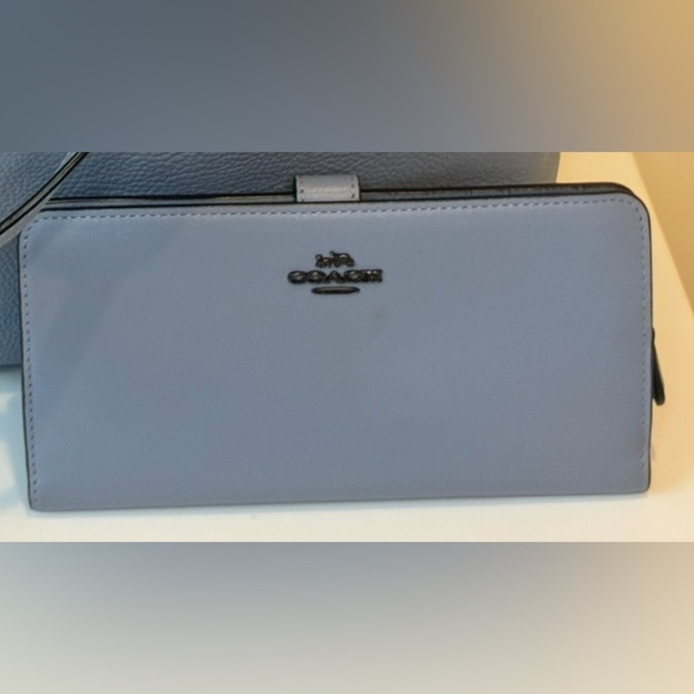 Coach Skinny Leather Wallet light Bluebell/Pewter